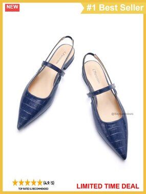 Women Pointed Toe Slingback Flats Kitten Heel Dressy Party Shoes